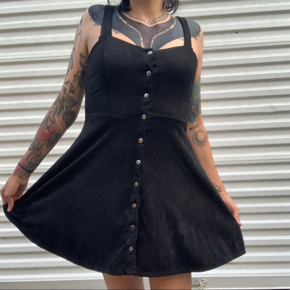 Forever 21 Black Button Down Suede Dress